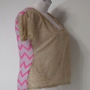 NWT L8TER SHEER BACK‎ CHEVRON TOP SZ JUNIORS MEDIUM